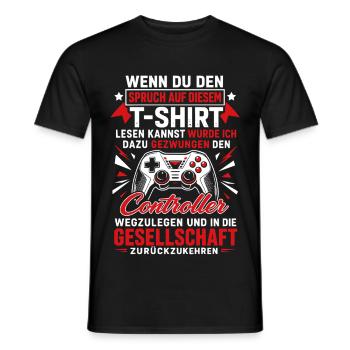 Controller Gamer Spruch Zocker - Männer T-Shirt - Schwarz - Vorne - AI Model Male 178 light (178cm)