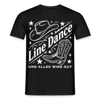 Line Dance Cowboyhut Stiefel Grafik - Männer T-Shirt - Schwarz - Vorne - AI Model Male 178 light (178cm)