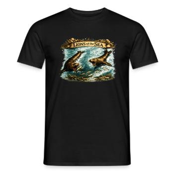 Lions of the Sea – Vintage Sea Lion Wildlife - Männer T-Shirt - Schwarz - Vorne - AI Model Male 178 light (178cm)