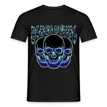 Neon Schädel Trio Blau - Männer T-Shirt - Schwarz - Vorne - AI Model Male 178 light (178cm)