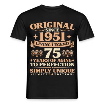 Baujahr 1951 Geburtstag 75 Jahre Vintage - Männer T-Shirt - Schwarz - Vorne - AI Model Male 178 light (178cm)