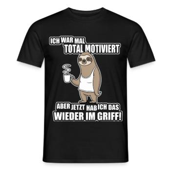 Faultier Spruch – War mal motiviert - Männer T-Shirt - Schwarz - Vorne - AI Model Male 178 light (178cm)