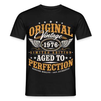 Original 1976 Jahrgang Vintage Geburtstag Geschenk - Männer T-Shirt - Schwarz - Vorne - AI Model Male 178 light (178cm)