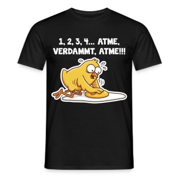 Küken rettet Spiegelei – Atme Spruch - Männer T-Shirt - Schwarz - Vorne - AI Model Male 178 light (178cm)