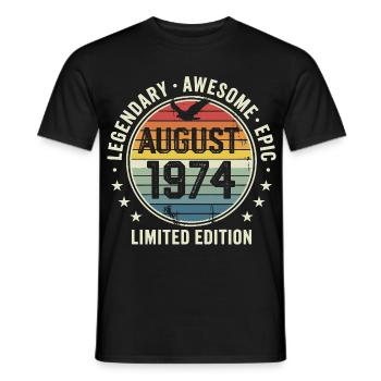 Legendäres Retro-Vintage-Jubiläum im August 1974 - Männer T-Shirt - Schwarz - Vorne - AI Model Male 178 light (178cm)