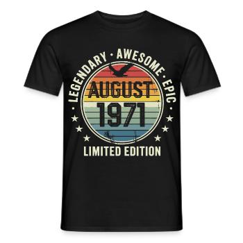 Legendäres Retro-Vintage-Jubiläum im August 1971 - Männer T-Shirt - Schwarz - Vorne - AI Model Male 178 light (178cm)