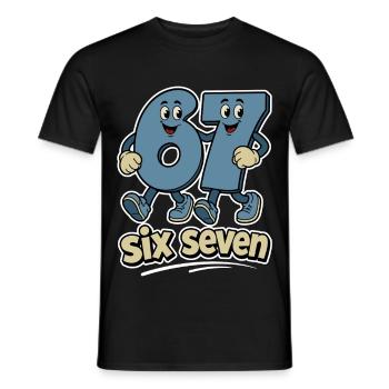six seven | Zahlenduo 6 und 7 | Fröhliche Ziffern - Männer T-Shirt - Schwarz - Vorne - AI Model Male 178 light (178cm)
