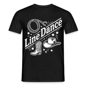 Line Dance Western Boots Hat Logo - Männer T-Shirt - Schwarz - Vorne - AI Model Male 178 light (178cm)