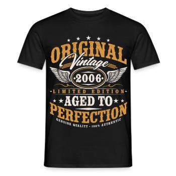 Original 2006 Jahrgang Vintage Geburtstag Geschenk - Männer T-Shirt - Schwarz - Vorne - AI Model Male 178 light (178cm)