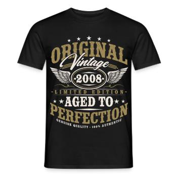 2008 Jahrgang Vintage Geburtstag Geschenk Retro - Männer T-Shirt - Schwarz - Vorne - AI Model Male 178 light (178cm)