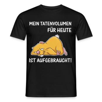 Schlafende Katze – Tatenvolumen aufgebraucht - Männer T-Shirt - Schwarz - Vorne - AI Model Male 178 light (178cm)