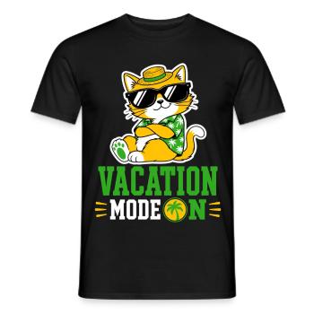 Vacation Mode On Cat Sunglasses Motif - Men's T-Shirt - black - Front - AI Model Male 178 light (178cm)
