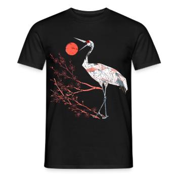 Geometrischer Reiher mit Kirschblüten - Männer T-Shirt - Schwarz - Vorne - AI Model Male 178 light (178cm)