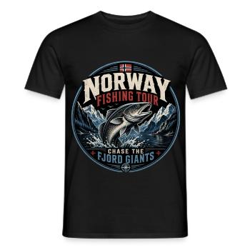 Norwegen Angeln - Männer T-Shirt - Schwarz - Vorne - AI Model Male 178 light (178cm)