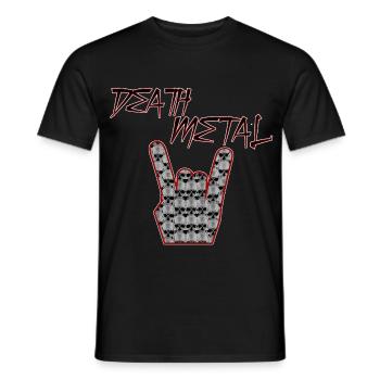Death Metal Skull Hand Pommesgabel  - Männer T-Shirt - Schwarz - Vorne - AI Model Male 178 light (178cm)