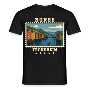 Norwegen Trondheim Vintage Reisemarke - Männer T-Shirt - Schwarz - Vorne - AI Model Male 178 light (178cm)