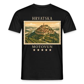 Kroatien Motovun Vintage Reisemarke - Männer T-Shirt - Schwarz - Vorne - AI Model Male 178 light (178cm)