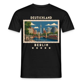 Deutschland Berlin Vintage Reisemarke - Männer T-Shirt - Schwarz - Vorne - AI Model Male 178 light (178cm)