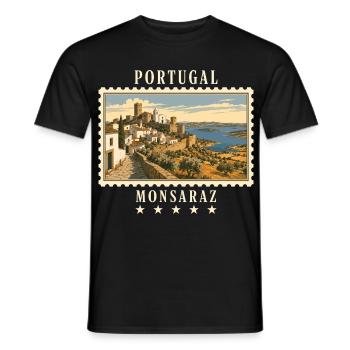 Portugal Monsaraz Vintage Reisemarke - Männer T-Shirt - Schwarz - Vorne - AI Model Male 178 light (178cm)