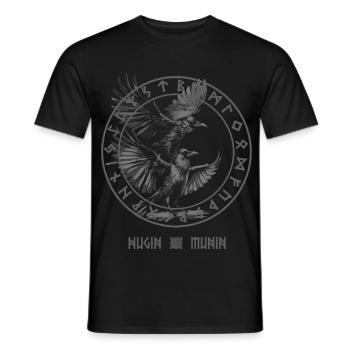 Vegvisir Hugin & Munin Wikinger Odin Walhalla Rabe - Männer T-Shirt - Schwarz - Vorne - AI Model Male 178 light (178cm)