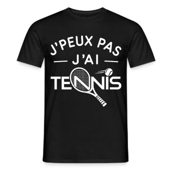 Tennis Humour Cadeau Passionné de Raquette - T-shirt homme - noir - Devant - AI Model Male 178 light (178cm)