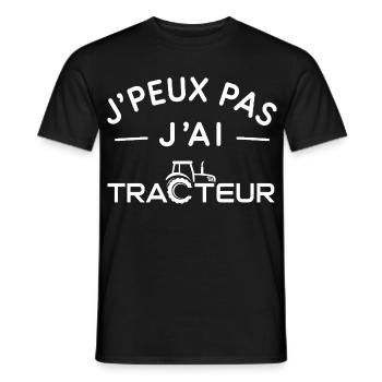 Tracteur Humour Cadeau Passionné d'Agriculture - T-shirt homme - noir - Devant - AI Model Male 178 light (178cm)