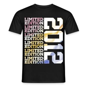 LIMITED EDITION 2012 - 14 JAHRE - 14. GEBURTSTAG - Männer T-Shirt - Schwarz - Vorne - AI Model Male 178 light (178cm)