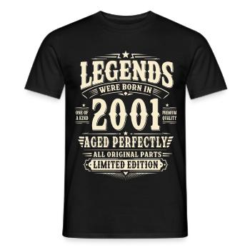 25. Geburtstag Geschenk Mann 2001 Vintage Retro - Männer T-Shirt - Schwarz - Vorne - AI Model Male 178 light (178cm)