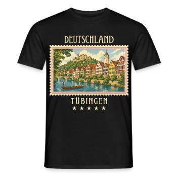 Deutschland Tübingen Vintage Reisemarke - Männer T-Shirt - Schwarz - Vorne - AI Model Male 178 light (178cm)