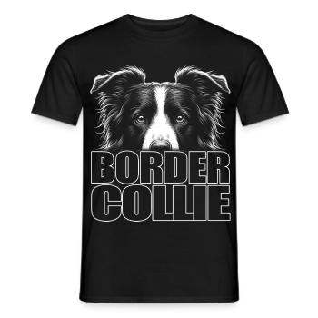 Border Collie Porträt mit Schriftzug - Männer T-Shirt - Schwarz - Vorne - AI Model Male 178 light (178cm)