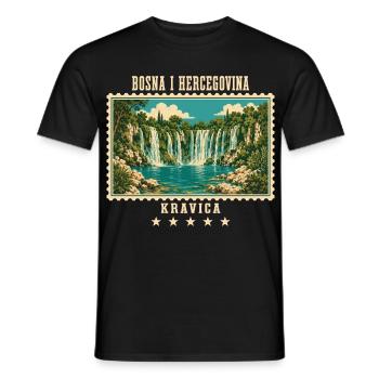 Bosnien und Herzegowina Kravica Vintage Reisemarke - Männer T-Shirt - Schwarz - Vorne - AI Model Male 178 light (178cm)