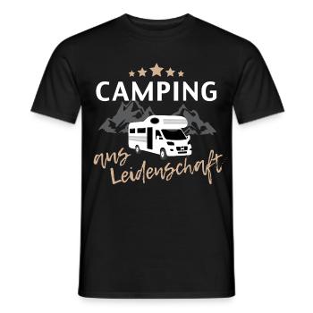 Passionate camping with caravan in Berge - Men's T-Shirt - black - Front - AI Model Male 178 light (178cm)