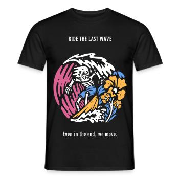 Ride The Last Wave Surfer Skull Ocean Geschenk - Männer T-Shirt - Schwarz - Vorne - AI Model Male 178 light (178cm)