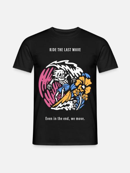 Ride The Last Wave Surfer Skull Ocean Geschenk - Männer T-Shirt - Schwarz