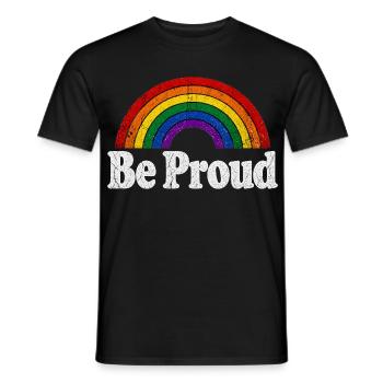 Be Proud LGBT Spruch Retro Regenbogen Motiv - Männer T-Shirt - Schwarz - Vorne - AI Model Male 178 light (178cm)