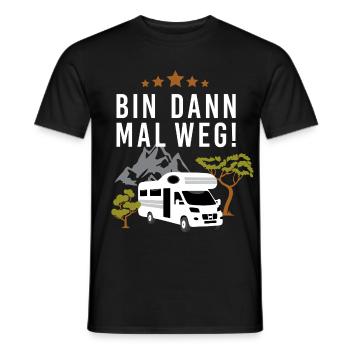 Bin dann mal weg! Mit dem Wohnmobil beim Camping - Männer T-Shirt - Schwarz - Vorne - AI Model Male 178 light (178cm)