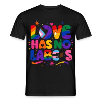 Love Has No Labels Regenbogen Pride Spruch - Männer T-Shirt - Schwarz - Vorne - AI Model Male 178 light (178cm)