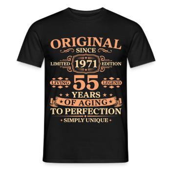 Original since 1971 Birthday 55 Years - Männer T-Shirt - Schwarz - Vorne - AI Model Male 178 light (178cm)