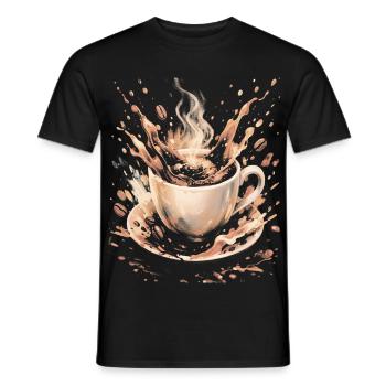 Hot Beans Art Splash Kaffeetasse - Männer T-Shirt - Schwarz - Vorne - AI Model Male 178 light (178cm)