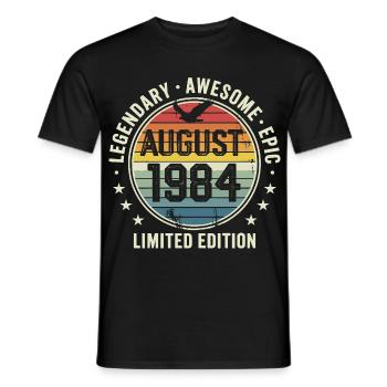 Legendäres Retro-Vintage-Jubiläum im August 1984 - Männer T-Shirt - Schwarz - Vorne - AI Model Male 178 light (178cm)