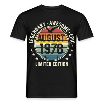 Legendäres Retro-Vintage-Jubiläum im August 1978 - Männer T-Shirt - Schwarz - Vorne - AI Model Male 178 light (178cm)