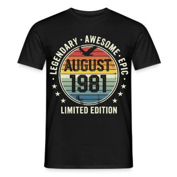 Legendäres Retro-Vintage-Jubiläum im August 1981 - Männer T-Shirt - Schwarz - Vorne - AI Model Male 178 light (178cm)
