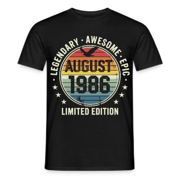 Legendäres Retro-Vintage-Jubiläum im August 1986 - Männer T-Shirt - Schwarz - Vorne - AI Model Male 178 light (178cm)