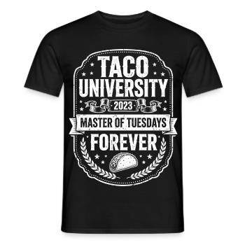 Taco University Master of Tuesdays - Männer T-Shirt - Schwarz - Vorne - AI Model Male 178 light (178cm)