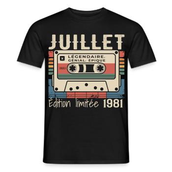 Juli 1981 Geburtstagsgeschenk Juli 1981 - Männer T-Shirt - Schwarz - Vorne - AI Model Male 178 light (178cm)