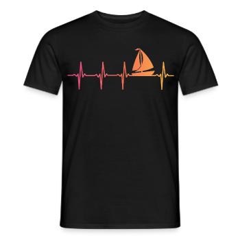 voile sunset battement de coeur bateau à voile - T-shirt homme - noir - Devant - AI Model Male 178 light (178cm)