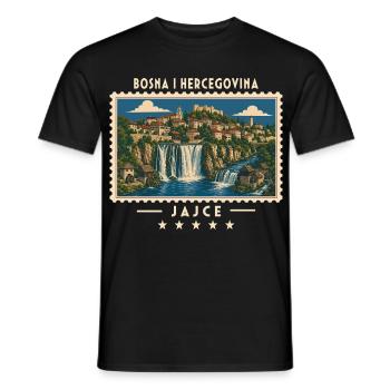 Bosnien und Herzegowina Jajce Vintage Reisemarke - Männer T-Shirt - Schwarz - Vorne - AI Model Male 178 light (178cm)