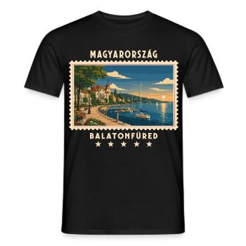 Ungarn Balatonfüred Vintage Reisemarke - Männer T-Shirt - Schwarz - Vorne - AI Model Male 178 light (178cm)