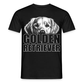 Golden Retriever Porträt mit Schriftzug - Männer T-Shirt - Schwarz - Vorne - AI Model Male 178 light (178cm)