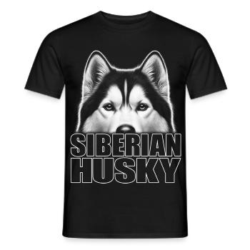 Husky Porträt mit Schriftzug Siberian Husky - Männer T-Shirt - Schwarz - Vorne - AI Model Male 178 light (178cm)